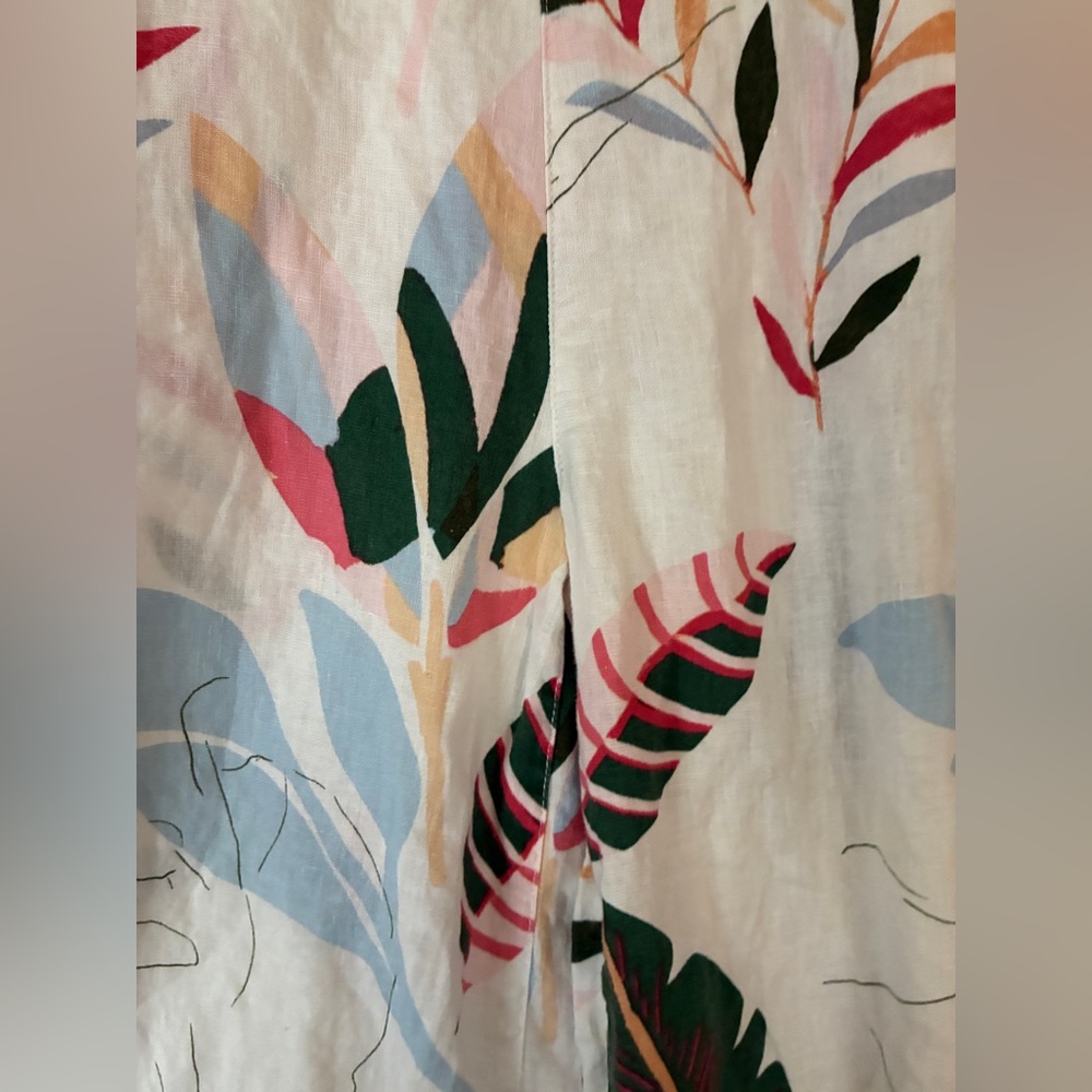 100% Line Women's White Tropical Print Wide leg pants - Picture 7 of 11